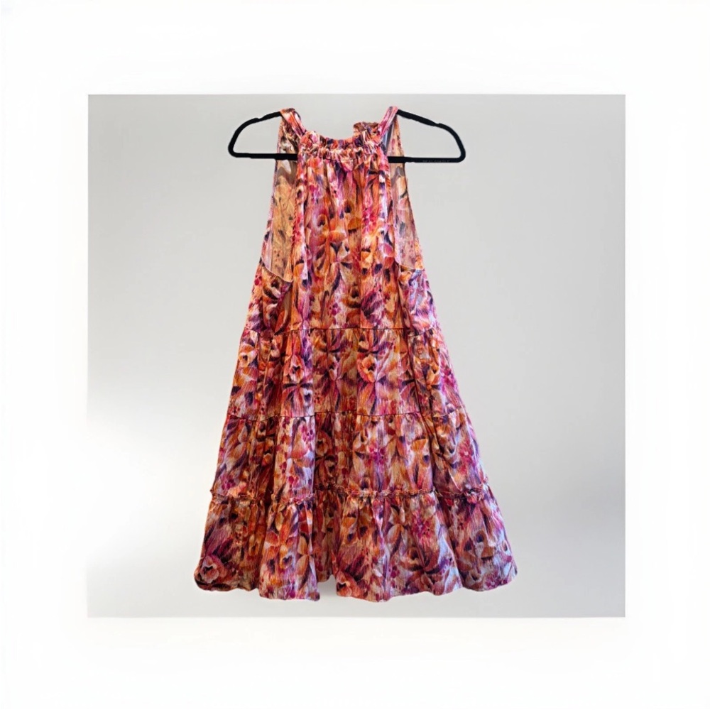 CeCe Women’s Pink Floral Mini Ruffle Tiered Flowy Halter Dress - Picture 3 of 9